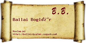 Ballai Boglár névjegykártya